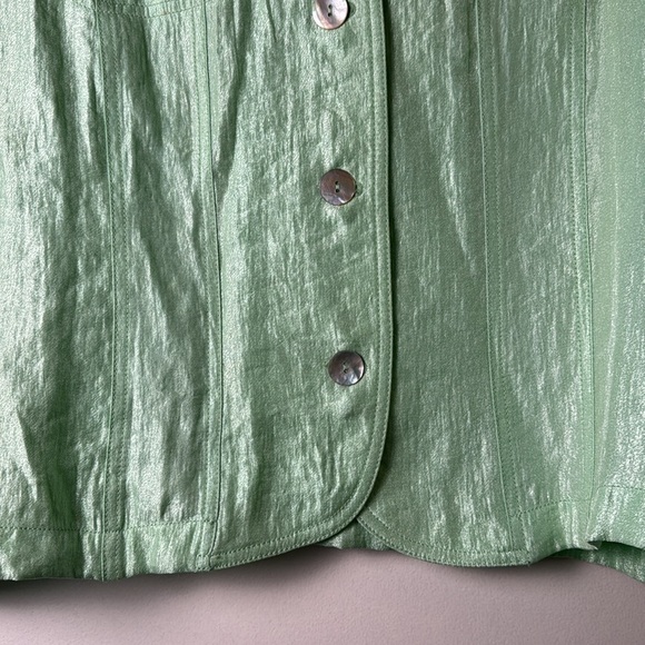 Casual Ruby Rd. Iridescent Green Button Up Spring Jacket Size 16 - Picture 4 of 8